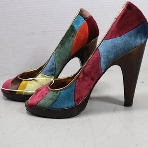 Coach Diedra Velvet Patchwork Heels - Size 8